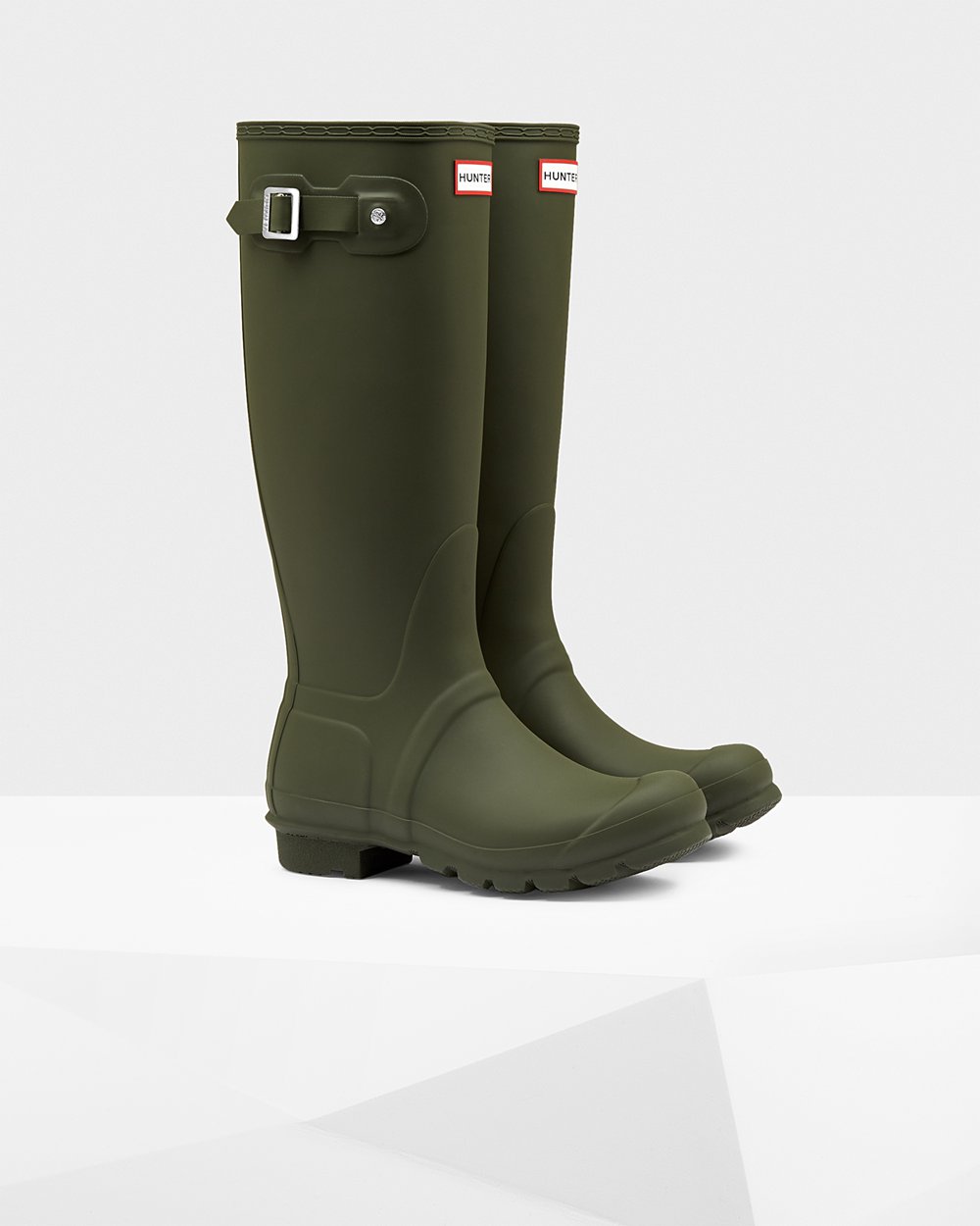 Womens Hunter Original - Tall Rain Boots Dark Olive - 9147-HUGOI